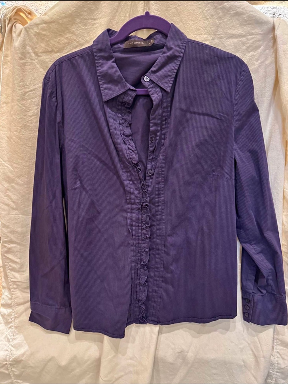 The Limited Purple Ruffled Button-Down Shirt